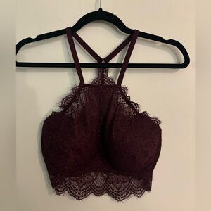 Pink by Victoria's Secret Womens Small D/DD Padded Push Up‎ Bralette Lace Purple